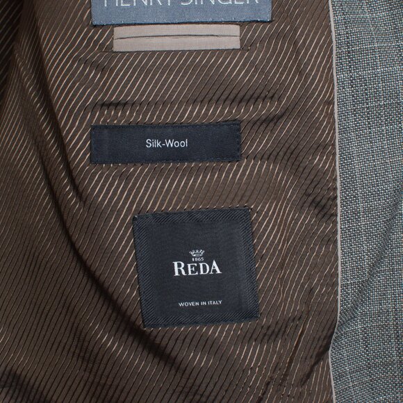 42R Hugo Boss Men's Sport Coat Gray Brown Geometric Pattern Reda Wool Silk - Picture 6 of 9